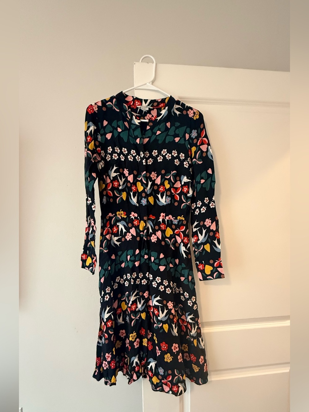 Boden Black Floral Long-Sleeve Midi Dress - Picture 4 of 11